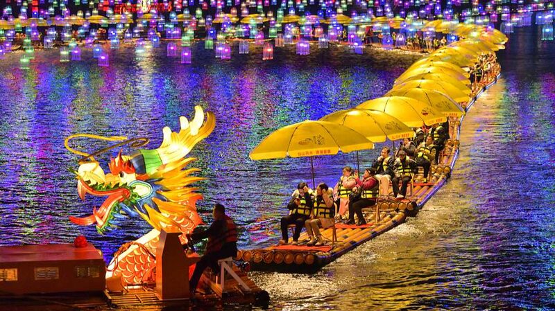 Experience_Festive_Fun__Bamboo_Rafts_Illuminate_Hubei_s_Gongshui_River