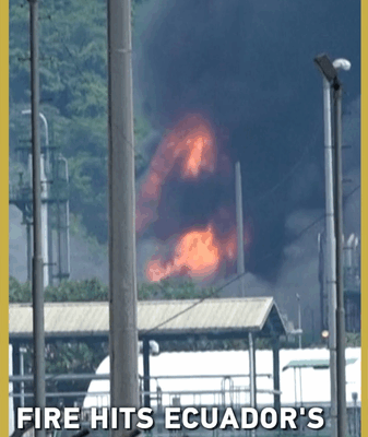 Blaze Erupts at Ecuador’s Largest Oil Refinery in Esmeraldas Blaze Erupts at Ecuador’s Largest Oil Refinery in Esmeraldas video poster