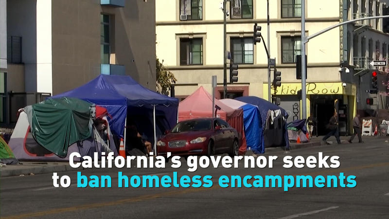 Newsomâs Push to Ban Homeless Encampments Ignites California Debate Newsomâs Push to Ban Homeless Encampments Ignites California Debate video poster