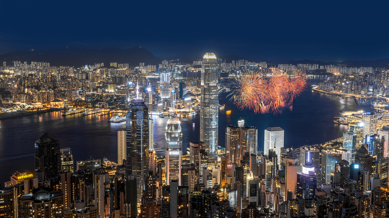 Hong Kong’s Sky Ablaze: Drones and 30,000 Fireworks for National Day Celebration Hong Kong’s Sky Ablaze: Drones and 30,000 Fireworks for National Day Celebration video poster