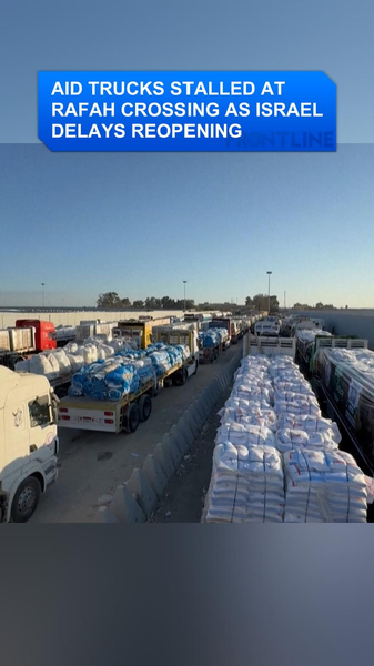 Aid_Trucks_Queue_at_Rafah_as_Israel_Delays_Humanitarian_Corridor video poster