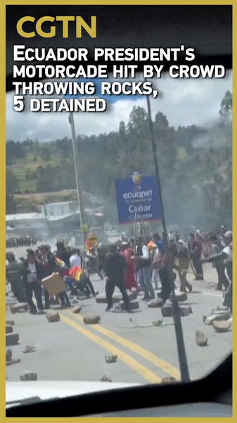 F3P5ZXKRUMENZ8U8S33W - My Global News: Voices of a New Era Ecuador President’s Convoy Rocked by Protests, 5 Detained video poster