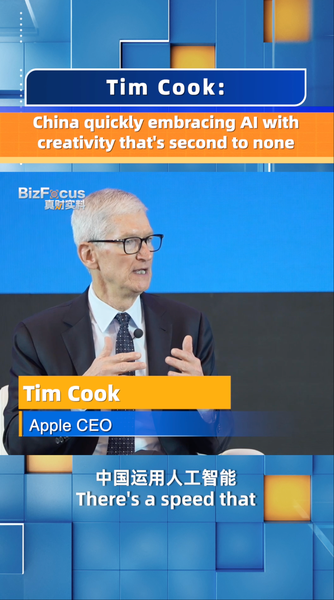 J8AY6WLQNNGJEHJ54XBL - My Global News: Voices of a New Era Tim Cook Applauds Chinese Mainland’s AI Creativity video poster