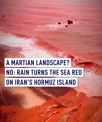 Rain Turns Sea Red on Iran’s Hormuz Island video poster